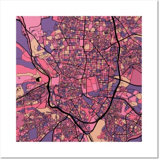 Madrid Map Pattern in Purple & Pink Posters and Art